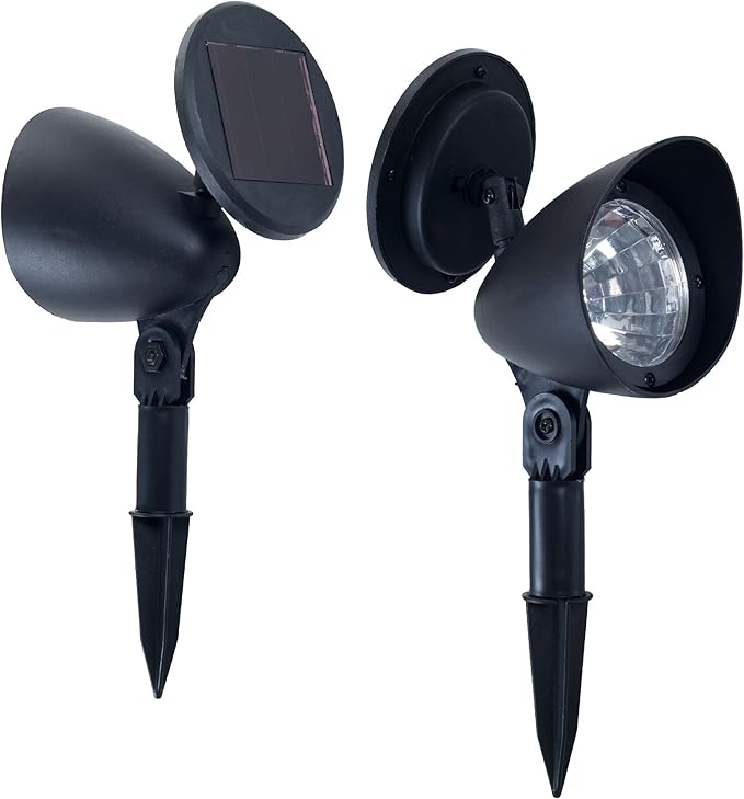 Solar Powered Lights (Set of 4)- LED Outdoor Stake Spotlight Fixture for Gardens Pathways and Patios by Pure Garden Black