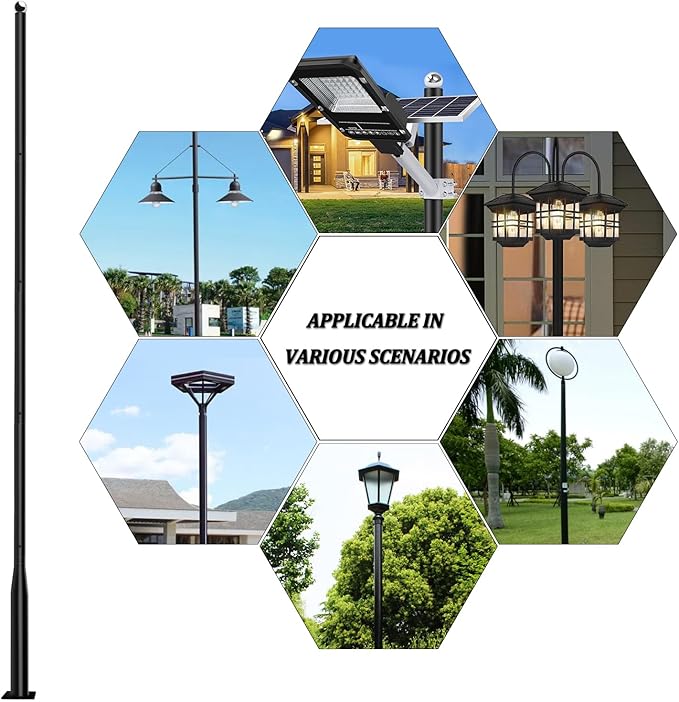 Street Light Pole 13ft Tall - Outdoor Solar Split Street Lamp Post Light Pole with Mounting Steel Anchors for Patio Street Backyard Parking Lot