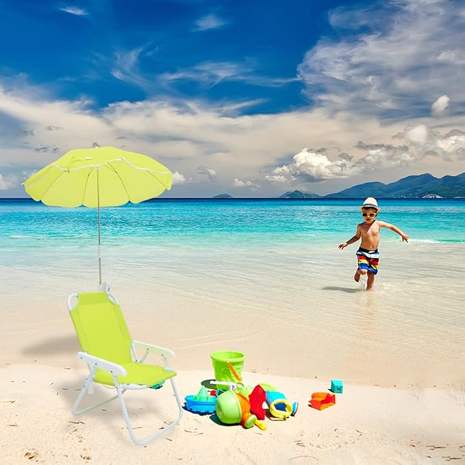 Totority Boy Girl Portable Camping Chair with Umbrella Lightweight Outdoor Beach Stool for Sun Protection Ergonomic Design for Beach Picnic and Camping Activities