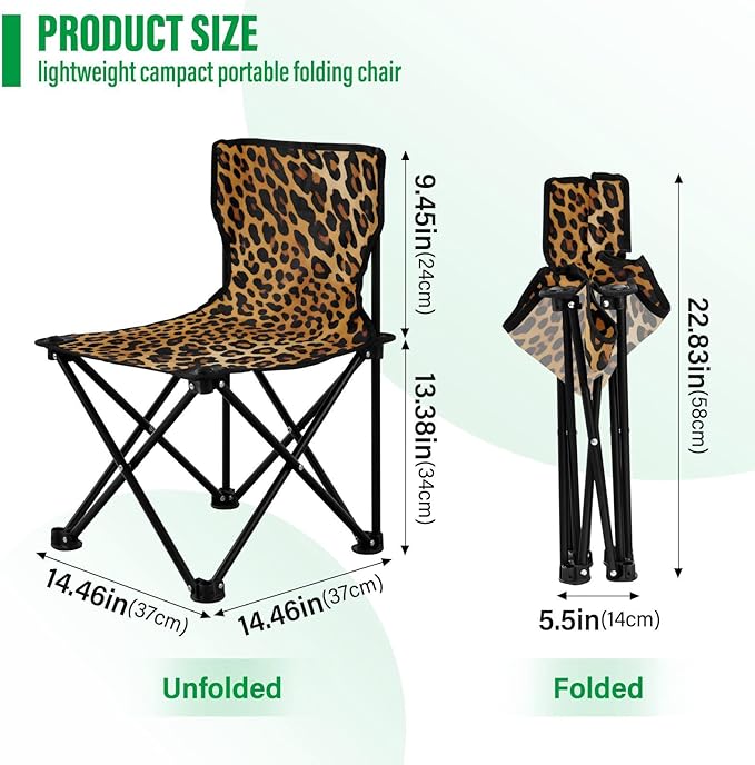 J JOYSAY Yellow Leopard Print Modern Portable Camping Chair Lightweight Outdoor Folding Chair for Adults Lawn Chair for Outside Camping Beach Sports Hiking Travel