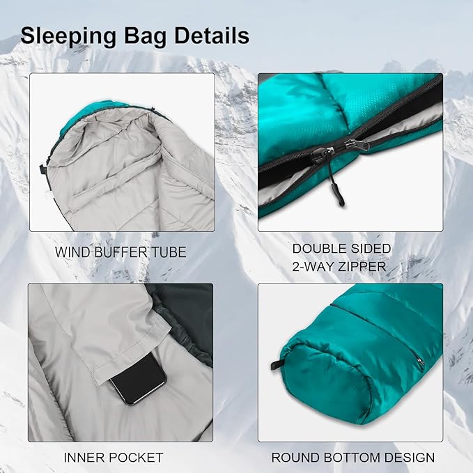 Northroad Mummy Sleeping Bag 14-59 ℉ 3-4 Season Warm &amp Cool Weather Summer Spring Fall Lightweight Washable Sleeping Bag for Outdoor Camping Hiking Travel Hunting