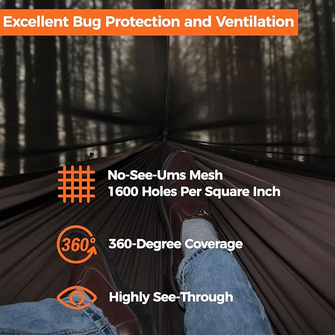 onewind Hammock Mosquito Net Single &amp Double Camping Hammock Bug Netting No See Ums Net 360 Degree Insect Protection Alternative for Onewind Bottom Entry Hammock