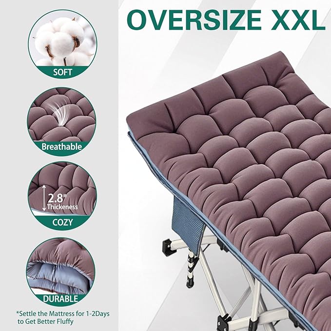 2 Pack Extra Large Cot 32 Wide Camping Cot with Mattress Comfortable Sleeping cots for Adults with Carry Bag XXL Cots for Camping Bed Folding Cot Heavy Duty for Home Outdoor Indoor
