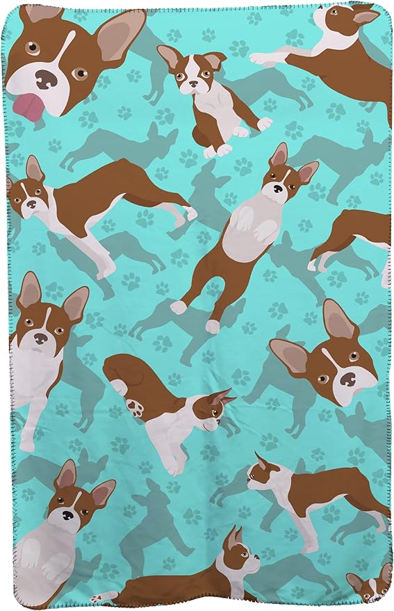Caroline's Treasures MLM1045TBLT Red Boston Terrier Soft Travel Blanket with Bag Airplane Blanket Indoor Outdoor Camping Blanket for Traveling Picnics Beach Trips Concerts