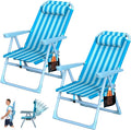 Suteck Backpack Beach Chairs for Adults 2 Pack 6-Position Folding Reclining Chair with Cooler Bag &amp Cup Holder Lightweight Portable Beach Chair for Camping Outdoor Sand Travel Use