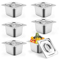 6 PCS Stainless Steel Pan Steam Table Pans 1/6 Size 4 Deep Stainless Steel Hotel Pan with Lid Restaurant Food Storage Containers with Lids Hotel Pans with Lids for Home Party Restaurant Hotel Buffet