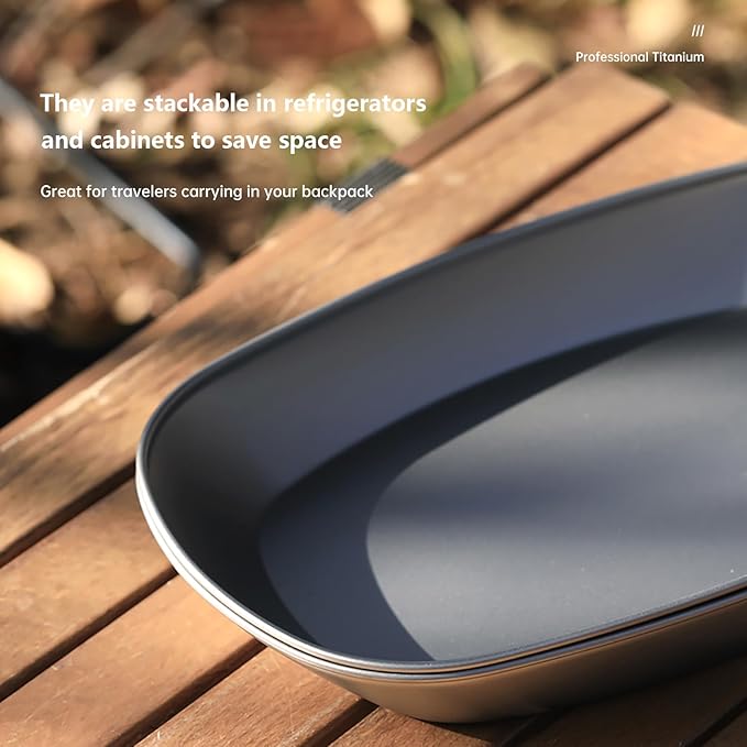 Titanium Plate Camping Picnic Tableware 32.1fl oz Cooking Utensils Extremely Light Dishes Bowl 106g (Sanding)