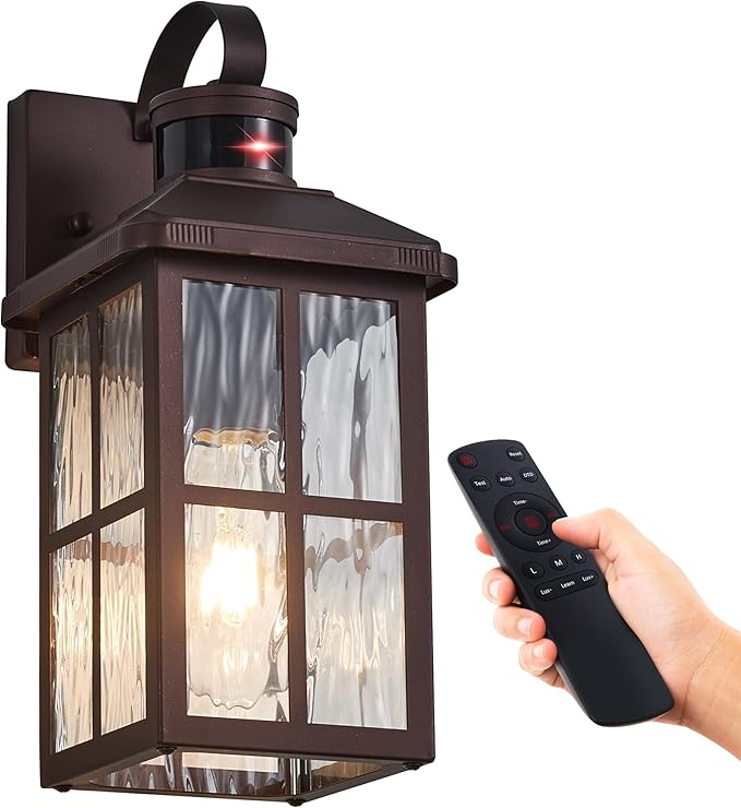 Motion Sensor Porch Lights Outdoor with Remote Dusk-to-Dawn Exterior Lighting Fixtures 4 Modes &amp Weatherproof Outdoor Wall Lights - Ideal for Porch Patio Entryway Garage