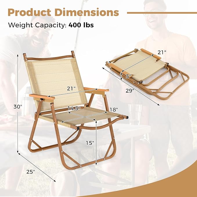 Tangkula Camping Chairs Set of 4 Portable Folding Lawn Chairs with Heavy Duty Aluminum Frame Fabric Seat for Fishing Hiking Picnic Camp 400 LBS Weight Capacity