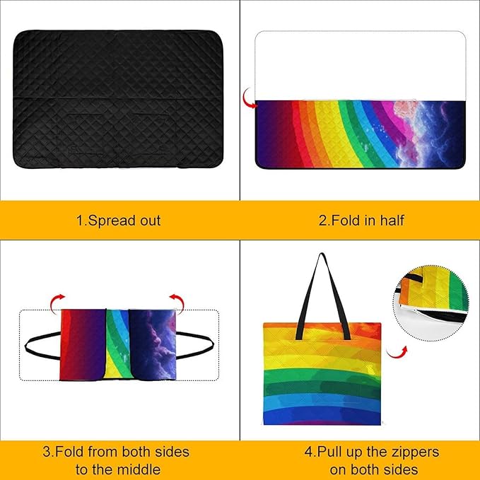 Zipper Rainbow Style Picnic Mat Suitable for Travel Camping Park Or Home Use