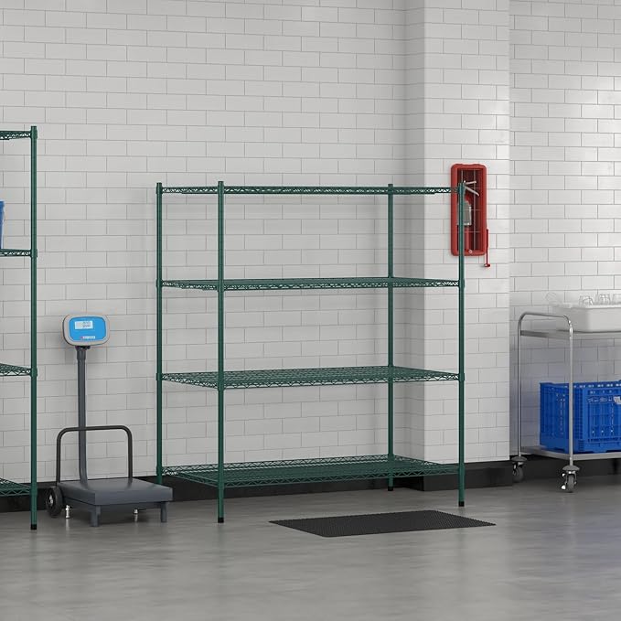 Commercial NSF Listed Green Epoxy Stationary Wire Shelving Kit 30 x 54 x 64 with 4 Shelves Perfect for Warehouse Walk-in Refrigerator Freezer Grocery Store Restaurant Dishroom