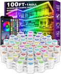 FBZ 100FT Permanent Outdoor RGB Lights - IP67 Waterproof with Smart App Control RemoteDIY Scene Modes Music SynchronizationEaves Lights for Garden DecorDeckChristmas