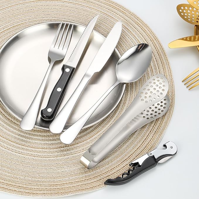 20 Pcs Camping Mess Kit Stainless Steel Outdoor Travel Kitchen Tableware Dinnerware Set for Hiking Camp BBQSilver