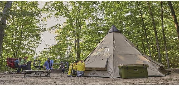 Guide Gear Camping Teepee Tent for Adults Outdoor Waterproof Family 8 Person 18' x 18'
