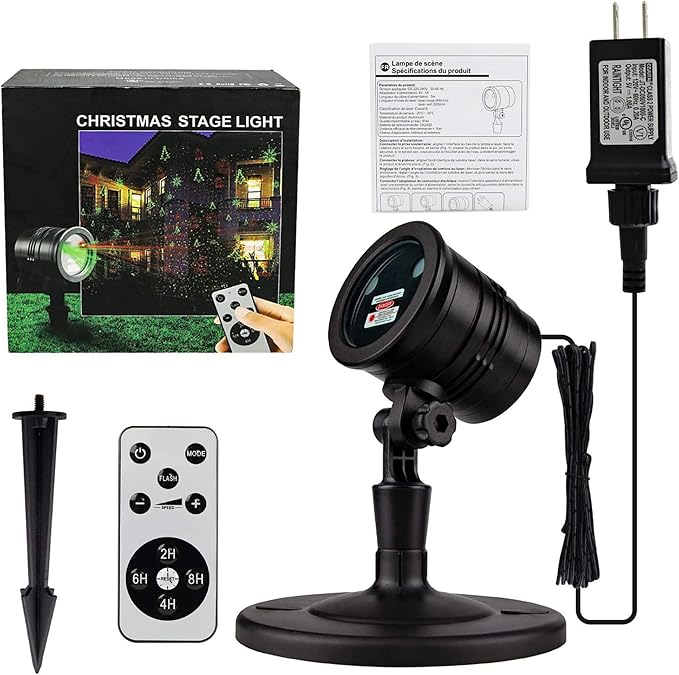 Christmas Projector Lights Outdoor Led Christmas Laser Lights Landscape Spotlight Red and Green Star Show with Rf Wireless Remote Christmas Decorative for Outdoor Garden Patio Xmas Holiday Party