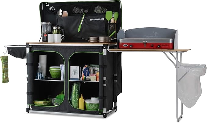 SylvanSport Outdoor Camp Kitchen System for Easy Cooking Clean Up Camping Meal Prep Glamping and Camping Essentials Dine-o-Max Large Version