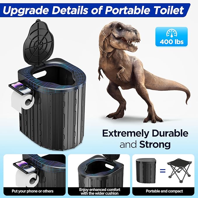PANKAY Portable Toilet with Pop up Privacy Tent X Large Camping Toilet Portable Potty for Adults Outdoor Shower Tent Changing Room Instant Pop Up Washable Foldable Camp Toilet Kit with Carry Bag