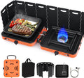 SHINESTAR 2 Burner Camping Stove with Windshield 17000 BTU Portable Propane Camp Stove Foldable Gas Stove for Camping Outdoor Cooking RV Trips or Emergencies