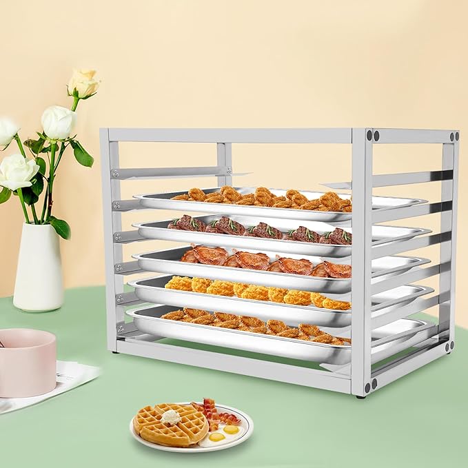 6-Tier Sheet Pan Rack Tabletop Bun Pan Speed Rack Commercial Stainless Steel Baking Tray Racks Kitchen Bakery Cooling Racks 28 L x 18 W x 21 H