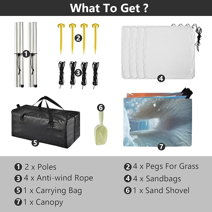 Polar BearCamping Sun Shelters 9.2 x 10.5 FT Beach Canopy Tent Sun Shade with Carrying Bag for Camping Trips Fishing Backyard Fun or Picnics 21341836