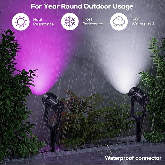 SUNTHIN Outdoor Landscape Lighting with Remote RGBW Color Changing Spot Uplights4 Pack