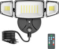 iMaihom 100W Dusk to Dawn Outdoor Lighting 10000LM Plug in Flood Lights with Remote Control 2 Modes IP65 Waterproof Led Exterior Security Light with Photocell 6500K Floodlight for Yard Garage Black