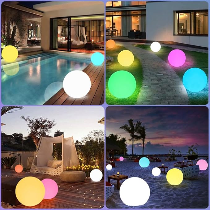 12 Inch Solar Glowing Ball Light Outdoor Solar Garden Globe Light w/Remote RGB Color Changing Waterproof Large LED Orb Lights Landscape Lighting Mood Lamp w/Ground Stake for Patio Yard Lawn Path