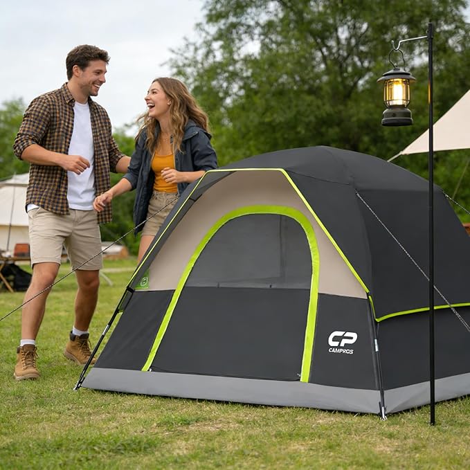 Tents for Camping 4 Person Tent Waterproof Windproof Double Layer Camping Tent Easy Setup Dome Tent with Large Mesh Windows &amp Wider Door for Outdoor Camping &amp Hiking
