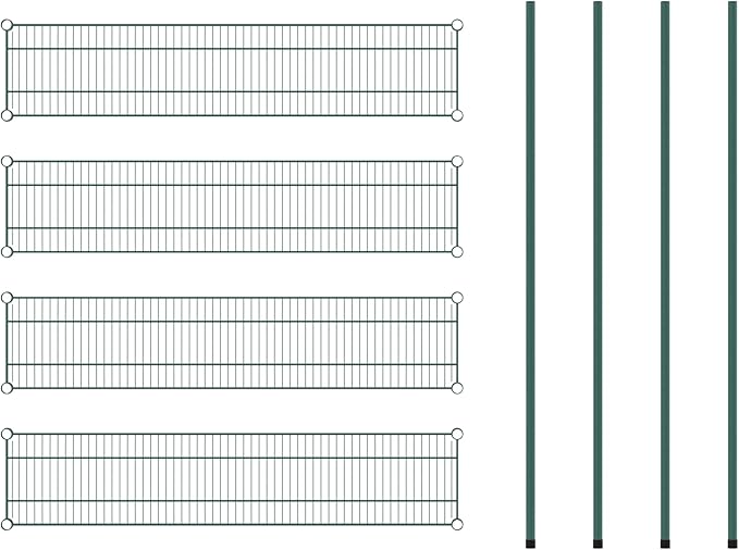 Commercial NSF Listed Green Epoxy Stationary Wire Shelving Kit 12 x 54 x 64 with 4 Shelves Perfect for Warehouse Walk-in Refrigerator Freezer Grocery Store Restaurant Dishroom