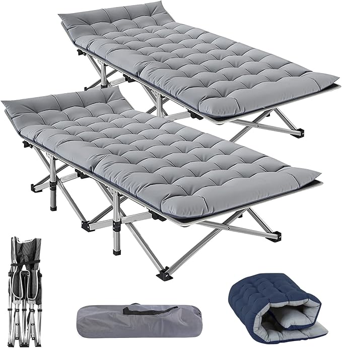 Barbella Folding Camping Cot 2 Pack Folding Cot Camping Cots for Adults Portable Sleeping Cot with Mattress Foldable Outdoor Bed Camp Cots Guest Bed with Carry Bag for Home Office &amp Outdoor Use