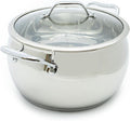 David Burke Splendor Stainless Steel 7-Quart Dutch Oven with Glass Lid Vented Steam – Side handles Oven Safe