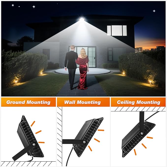 200W LED Flood Light Outdoor 2Pack 20000LM Super Bright IP66 Waterproof Outside Work Lights 6500K Daylight White Security Lights