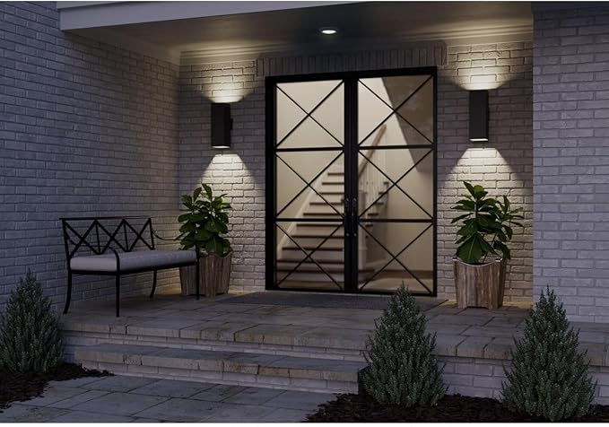Progress Lighting 6-Inch Aluminum Outdoor Up/Down Wall Lantern Light Square Collection Matte Black P5644-31