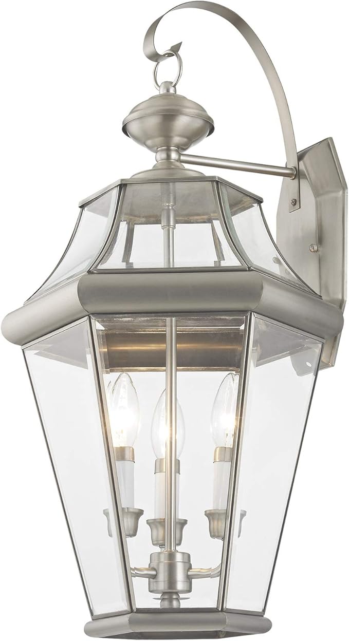 Livex Lighting 2361-01 Georgetown 3-Light Outdoor Wall Lantern Antique Brass