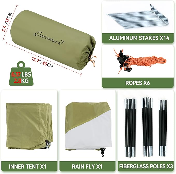 Clostnature Camping Tent with Porch - Waterproof 2 Person Tent for Camping Easy Setup Lightweight Two Person Shelter for Hiking Backpacking Family Outdoor