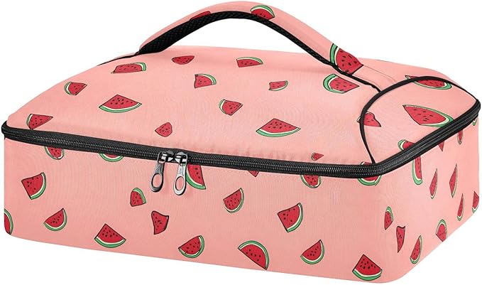 Casserole Carrier Cute Cartoon Watermelon PatternInsulated Casserole Carrier for Hot or Cold Food Thermal Lunch Tote for Potluck Parties Picnic Beach Fits 9 x 13 Inches Baking Dish