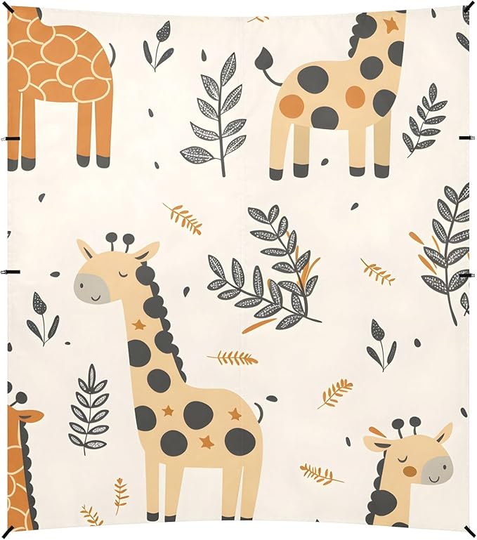 Giraffe and Leaves Camping Sun Shelter Beach Tent Portable Beach Sun Shade Outdoor Canopy for Camping Trips Fishing Picnic