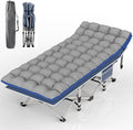 Suteck Camping Cot Folding Camping Cot Bed for Adults Sleeping 1200D Double Layer Oxford Portable Folding Outdoor Cots for Camping W/Soft Pad Carry Bag for Home Office Nap Beach Travel 500LBSBlue