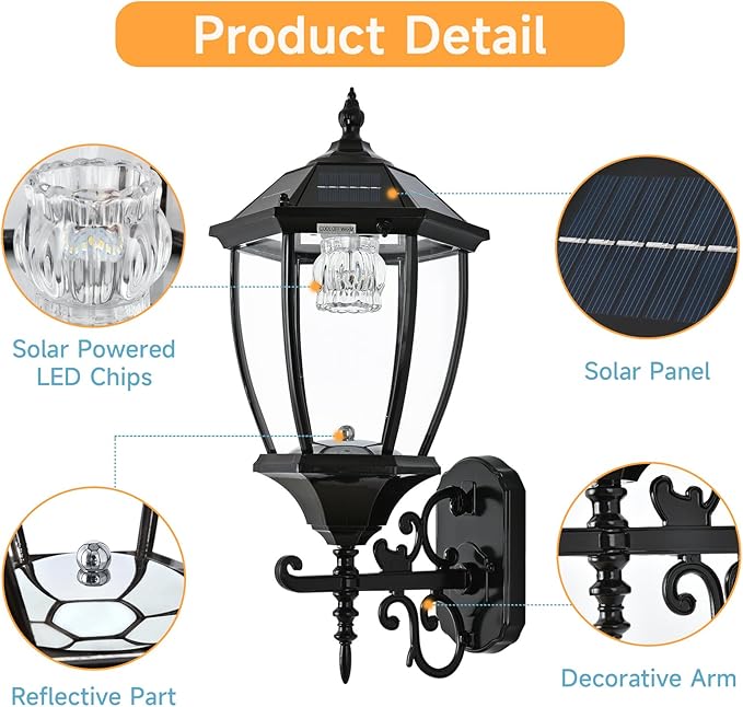 Solar Wall Lantern Outdoor Wireless Dusk to Dawn Solar Wall Mount Light 21 Large LED Drum Wall Sconce Fixture with Clear Glass and Aluminum Housing Weatherproof 2 Pack