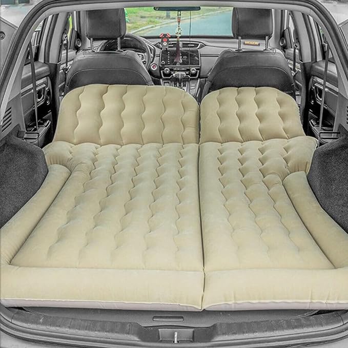 Car Air Mattress for Nissan Pathfinder IV 2012-2017 2018 2019 2020 2021 Car Mattress Inflatable Bed Portable Foldable with Pillow Camping Travel Car AccessoriesBeige