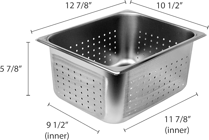 Excellante Half Size 6-Inch Deep Perforated 24 Gauge Steam Pans