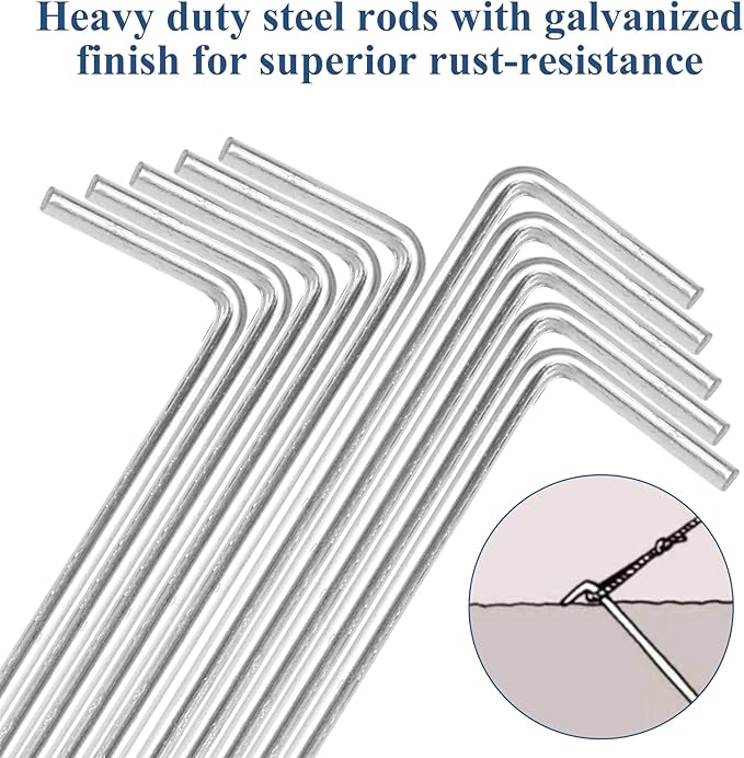 MIVIDE 100 Pack 8.26 inch Tent Stakes Galvanized Steel Metal Tent Stakes Pegs Garden Stakes Edging Fence Hooks Pegs for Camping Shelters Tarp Canopies Christmas Decoration Stakes