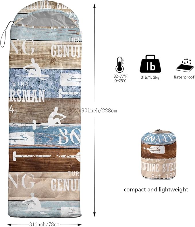 Kids Sleeping Bag for Boys GirlsBohemian Cowboy Print-Lightweight Warm Portable Outdoor Indoor-Waterproof Cold Weather Resistant Sleeping Bag for Camping Hiking