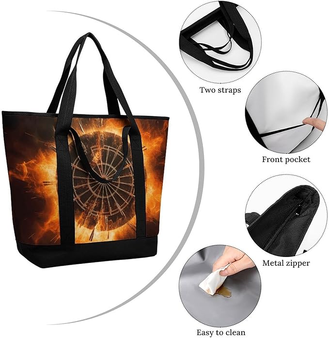 Insulated Shopping BagLarge Reusable Cooler Bags Dart Board Printed Foldable Shopping BagTravel Waterproof Shoulder Bag