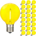 Novelty Lights 25 Pack Yellow G40 LED Filament String Light Bulbs E12/C7 Candelabra Base 5 Watt Equivalent Shatterproof Replacement Bulbs for Patios Canopy Lighting
