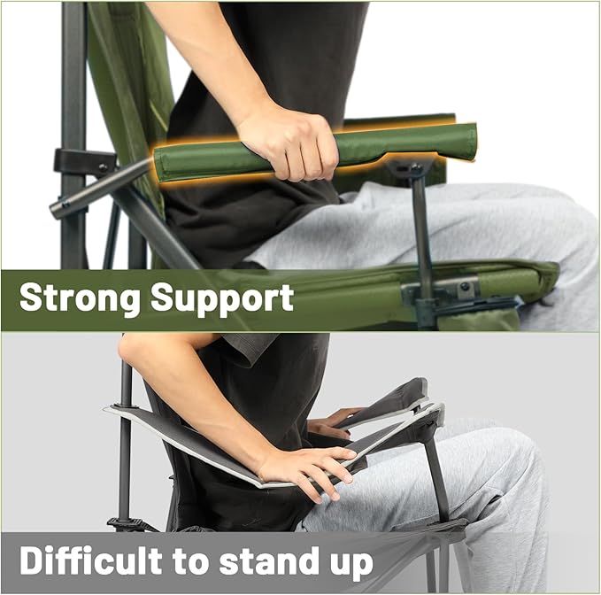 TIMBER RIDGE Oversized Folding Camping Chair High Back Heavy Duty for Adults Support up to 500lbs with Cup Holder Side Pocket Cooler Bag 2 Pack
