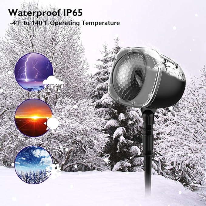 Christmas Snowfall Projector Lights Holiday Projector Lights Waterproof Snow Flurries Landscape Spotlight with Remote for Xmas Party Wedding Home Decor