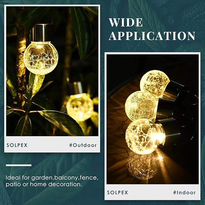 SOLPEX 12 Pack Hanging Solar Lights OutdoorSolar Outdoor Lights Decorative Solar Powered Waterproof Light Hanging Globe Light for Garden Yard Patio Lawn Flower Bed(Warm White)