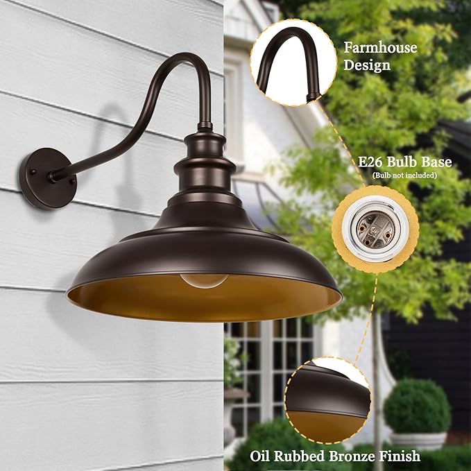 Exterior Farmhouse Barn Light 16 Inch Vintage Outside Garage Light Fixtures 4PCS Anti-Rust Waterproof Outdoor Light for Patio Frontdoor Entryway Doorway