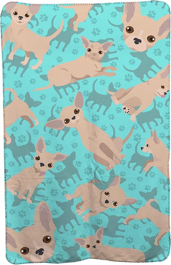 Caroline's Treasures MLM1069TBLT Cream Chihuahua Soft Travel Blanket with Bag Airplane Blanket Indoor Outdoor Camping Blanket for Traveling Picnics Beach Trips Concerts